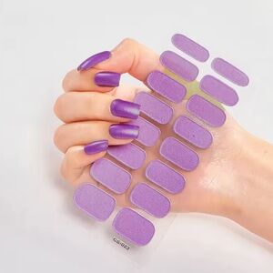 Purple Nail Wraps, 1 Pack, 16 Stickers, Light Glitter